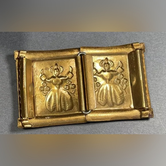 Vintage Two Piece Solid Brass Belt Buckle Schaffer Belt Co. Signed Original - Picture 4 of 9